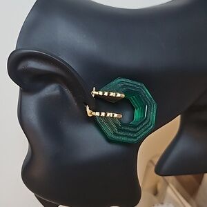 Celine Green Lucite Earrings
